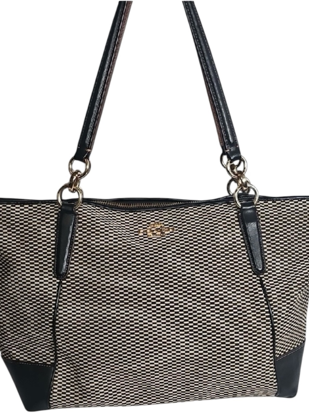 Coach Ava Legacy Jacquard Tote Black & Cream - NWOT